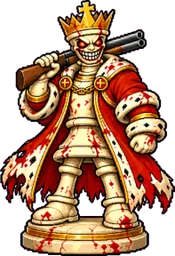O mesmo rei com o sorriso aberto, mostrando os dentes