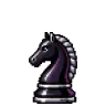 Cavalo preto de perfil, em preto e prata