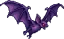 Morcego roxo de asas abertas