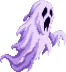 Fantasma roxo-claro de boca aberta