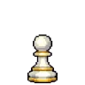 Peão branco, a menor peça, em marfim e dourado